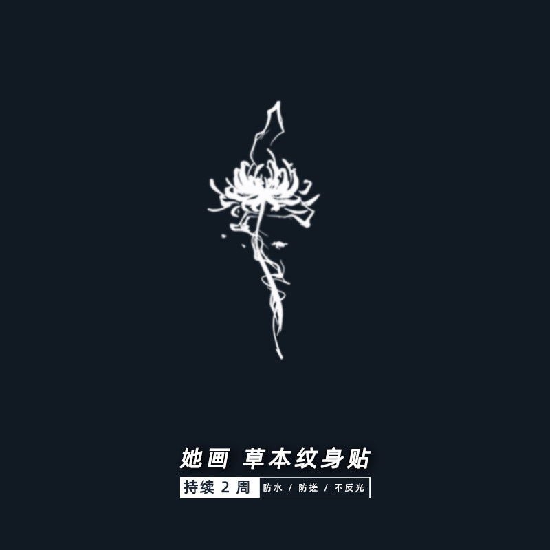 她画 小彼岸花草本纹身贴防水持久女半永久草木贴纸仿真性感手腕
