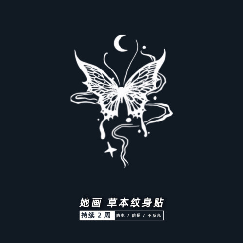 她画草本纹身贴蝴蝶纹身贴