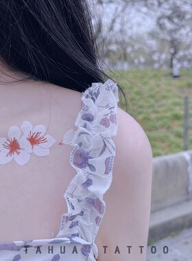 白色樱花贴纸彩色纹身贴