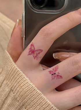 她画 手指小蝴蝶纹身贴防水持久女手腕贴纸可爱卡通图案2025新款