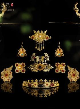 新款汉服新娘凤冠饰品明制发冠狄髻头饰发簪凤簪汉服汉婚配饰原创