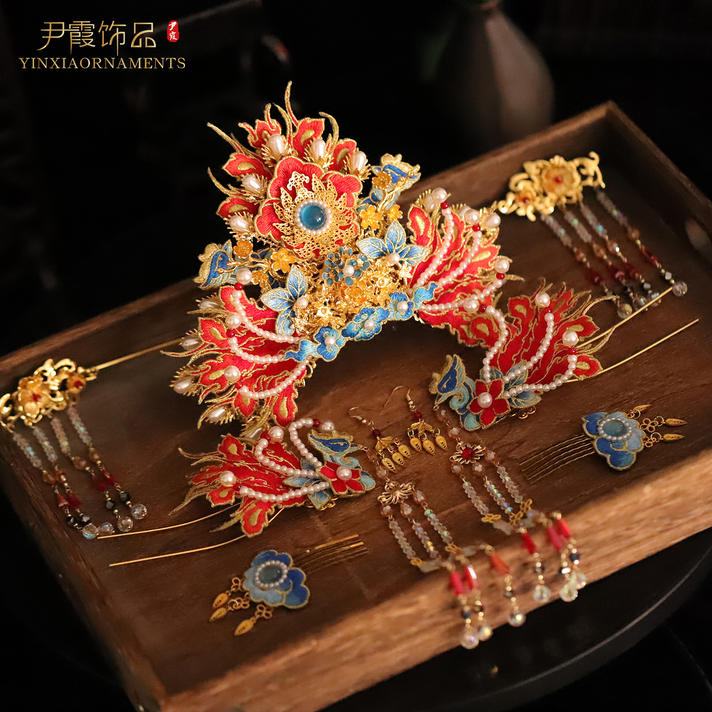 新款新娘头饰凤冠汉服发冠头冠明制婚服秀禾服发饰品古装配饰苏绣