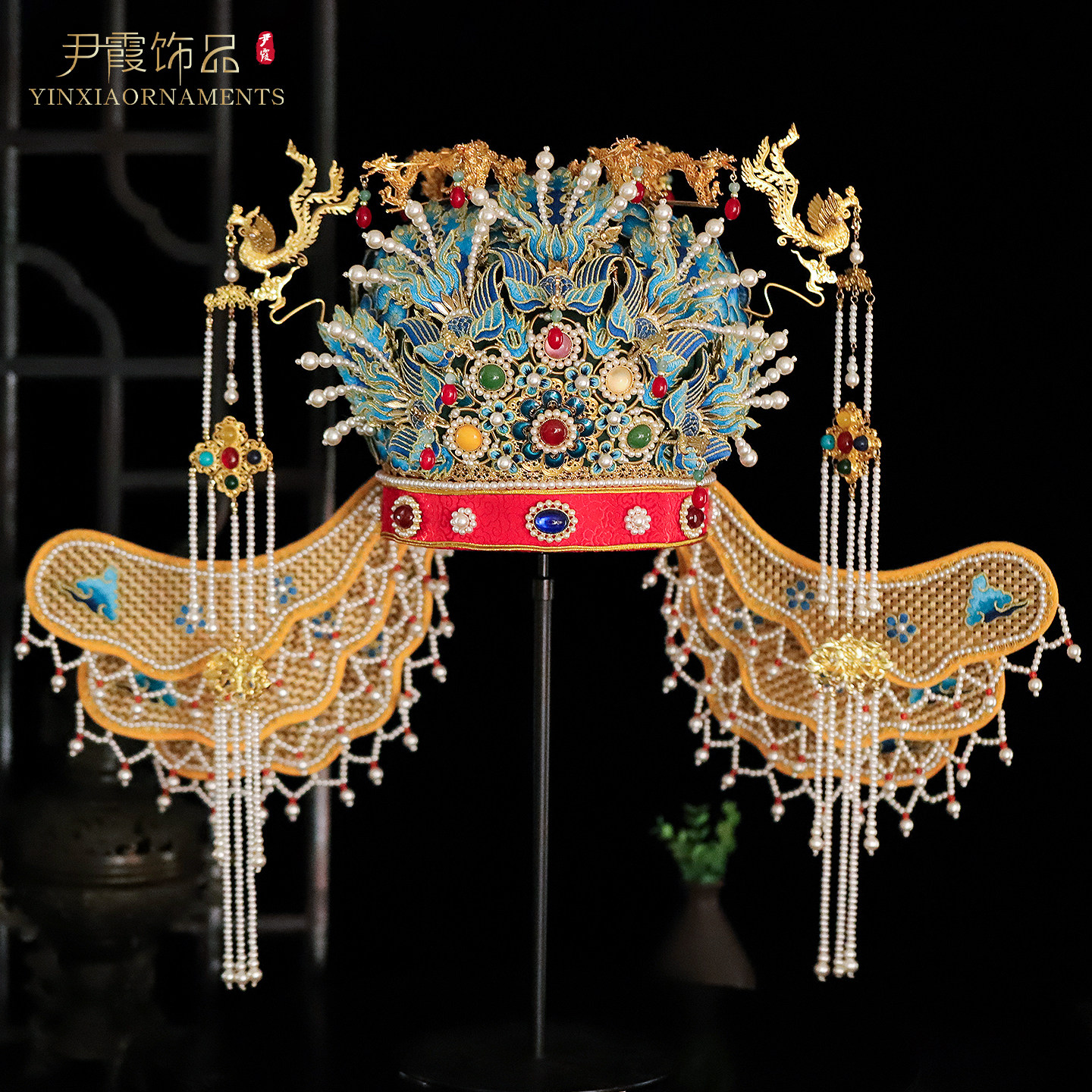 新款明制大凤冠汉服汉婚新娘头饰发冠中式婚礼古风头冠结婚发饰品