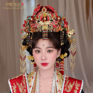 新款汉服新娘凤冠头饰中式婚纱照摄影样片写真头饰古装结婚饰品