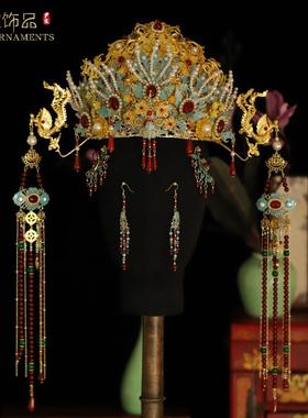 中式婚礼汉服凤冠古装秀禾服龙凤褂头饰饰品大婚饰品原创设计尹霞