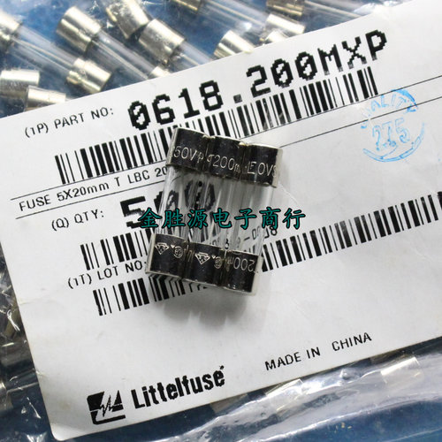 美国玻璃保险丝T200MA 250V 5x20 0618.200MXP 200MA 慢熔 原装