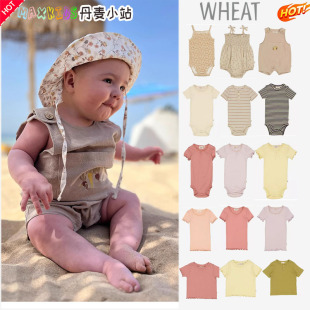 5折丹麦正品Wheat宝宝婴儿有机棉短袖长袖包屁衣连体衣纯棉上衣等