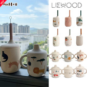 丹麦Liewood儿童宝宝双耳鸭嘴杯吸管杯训练水杯学饮杯 带盖