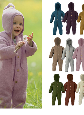 1件9折丹麦Engel秋冬羊毛外套长袖连体衣连帽上衣长裤子软糯舒适