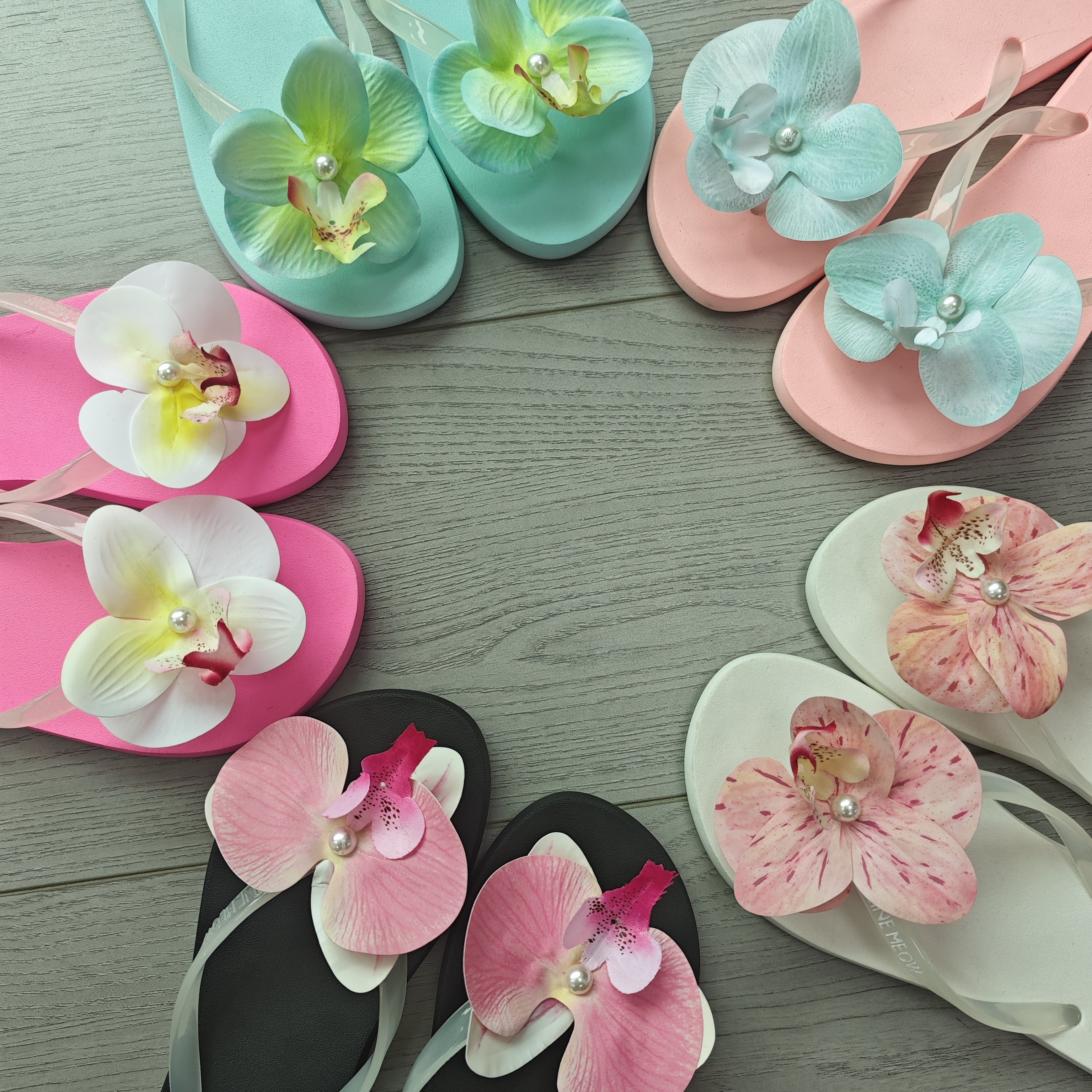甜美花朵防滑沙滩人字拖女夏