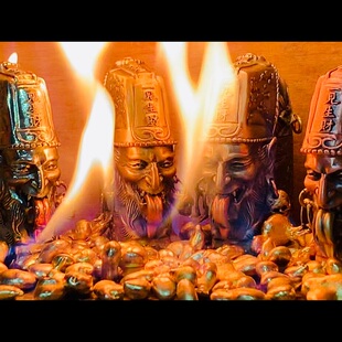 山鹿黑白无常纯铜纯银铸造定制手工防风打火机一见生财一生平安