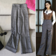 垂感宽松阔脚翻边阔腿裤 格子裤 523 裤 高腰复古休闲裤 女秋冬款 西装