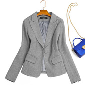 职业修身 短款 一扣西装 气质灰色格雷系上衣秋季 外套正装 小西服319