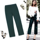裤 小个子烟管西装 女修身 包臀九分裤 443 春季 墨绿色高腰直筒裤 新款