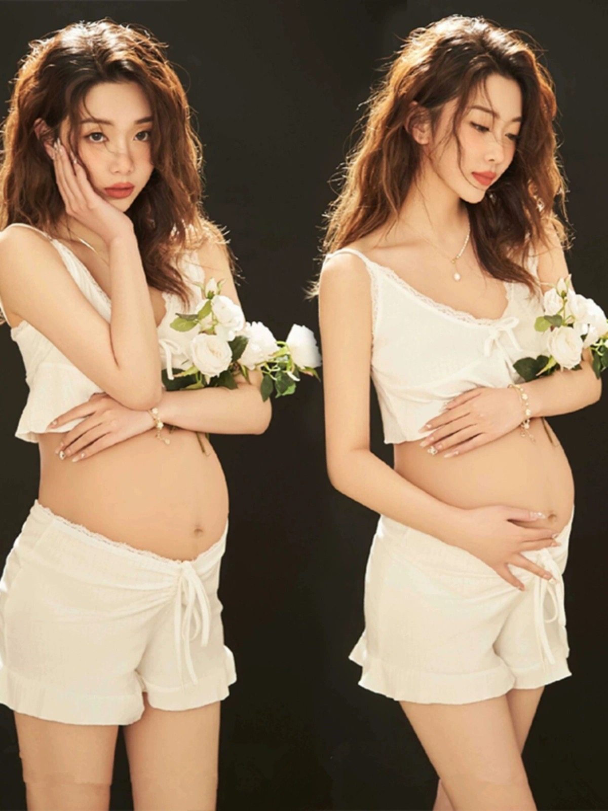 임산부 사진 정장 순수한 욕망의 요정 귀여운 임산부 사진 스튜디오 사진 의류 큰 배꼽 예술 사진 옷