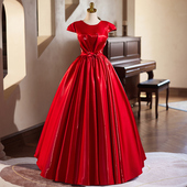 法式 气质晚礼服艺考主持蓬蓬裙演出服 高级感新娘订婚生日宴会长款