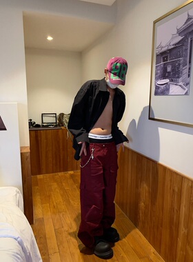 Addressunknown美式脚口拉链拖地工装裤重工机能宽松直筒休闲裤