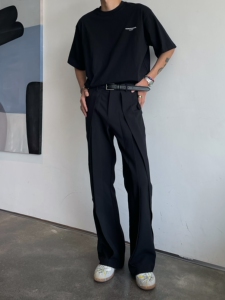 Addressunknown2022立体分割结构剪裁设计垂感微喇宽松休闲西裤