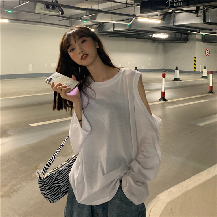 Real price ~ light weight cotton off shoulder versatile long sleeve blouse with air conditioner primer