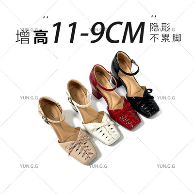 【芭蕾蝶梦】11-9CM增高芭蕾舞一字搭扣坡跟玛丽珍带浅口单鞋