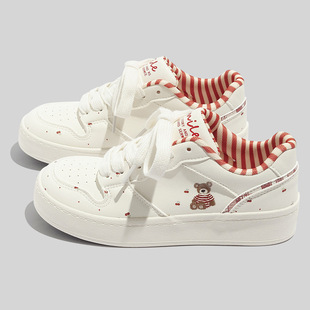 蓓尔女鞋 女 2026复古小众vibe风增高百搭休闲原创高颜值潮流小白鞋