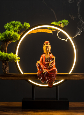 中式禅意摆件如来观世音菩萨佛像摆件创意灯饰玄关客厅电视柜饰品