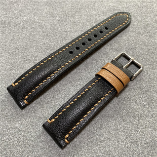 精制手工订做 高端各种表通用表带 法国进口耐汗羊皮撞色表带男女