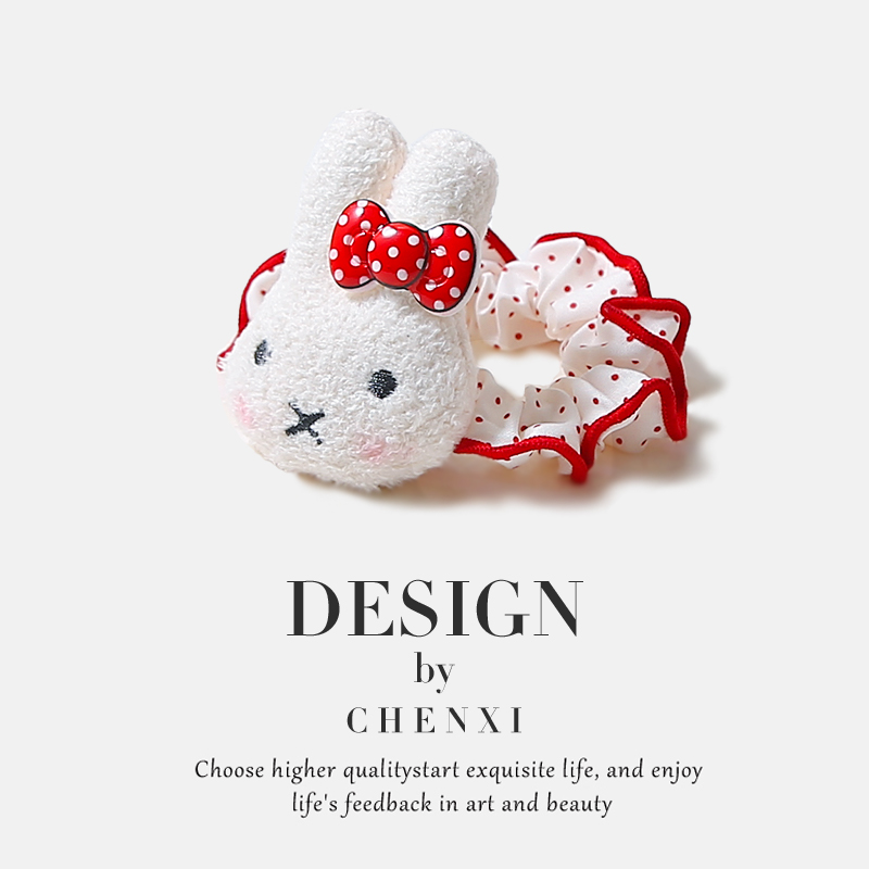 日韩波点米菲兔肠圈ins新款百搭可爱发绳橡皮筋女扎发不伤发皮筋