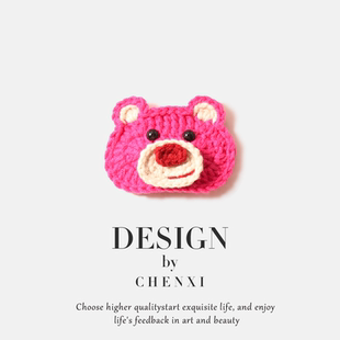 可爱编织草莓熊发夹女童bb夹手工简约刘海夹少女型侧边夹卡通头饰