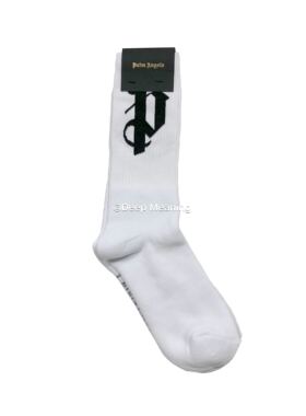 现货 Palm Angels White PA Monogram Socks 袜子