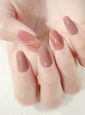 N0.148可穿戴豆沙猫眼奶咖跳色显白新娘光疗甲成品美甲定制假指甲