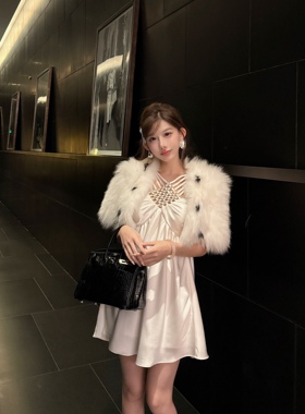 LOCK KK 进口芬兰狐 仿山猫皮草 轻薄气质百搭短款毛毛外套女冬季