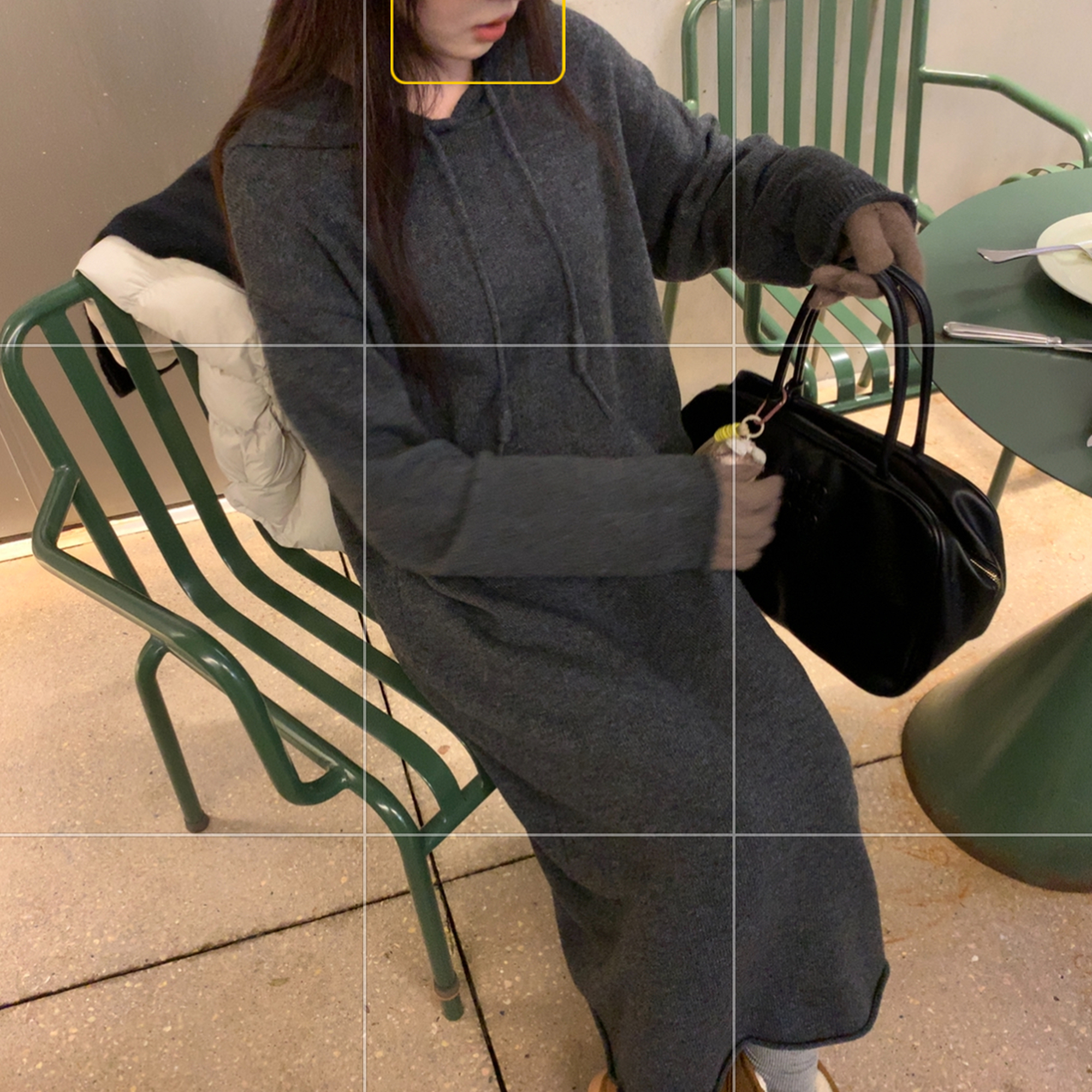 NAZ那子大码冬季羊毛尼龙针织连帽懒人裙胖mm长款休闲直筒连衣裙