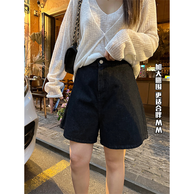 naz那子大码2023夏季新款韩版显瘦休闲百搭复古a字热裤胖mm短裤女