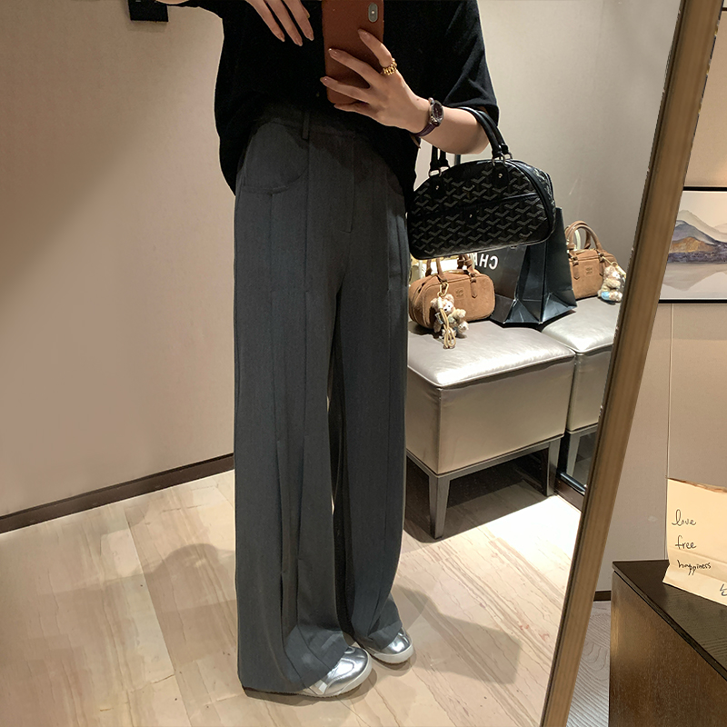 NAZ那子大码丝滑垂顺西装料秋季高级感显瘦休闲裤胖mm气质直筒裤