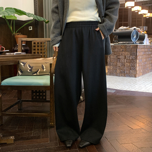 气质阔腿裤 胖mm时尚 女 秋冬100棉松紧腰宽松弯刀休闲裤 NAZ那子大码
