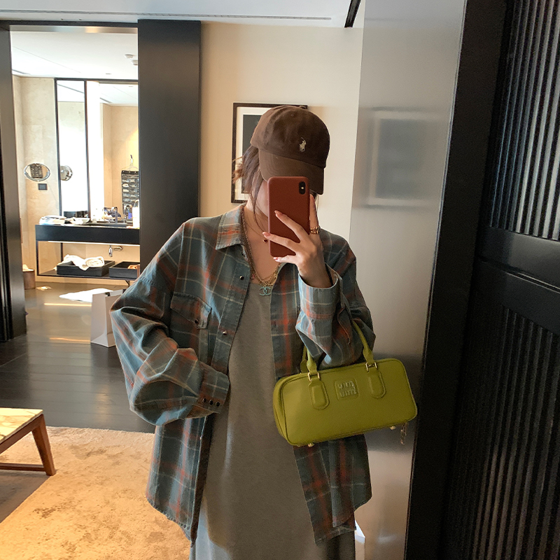 百搭设计感波墨水洗重工格子衬衫