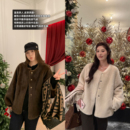 NAZ那子大码 小母貂千金中古风毛毛胖mm气质显瘦环保皮草外套 冬季