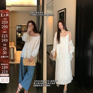 夏季 NAZ那子大码 字母条镂空绣花韩系胖mm高级感气质吊带连衣裙