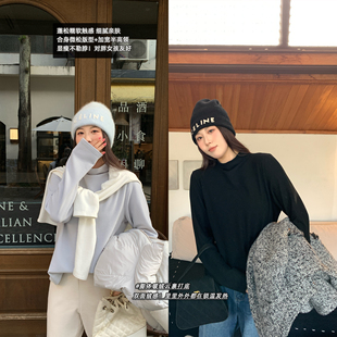 膨体暖绒半高领简约百搭上衣胖mm气质显瘦打底衫 NAZ那子大码 冬装