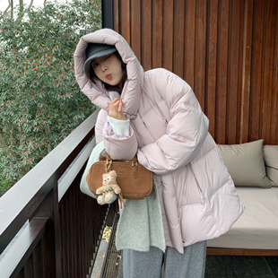 洋气羽绒服 90白鸭绒可爱保暖连帽面包服胖mm时尚 NAZ那子大码 冬季