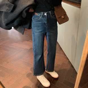 牛仔裤 胖mm气质百搭时尚 秋冬高腰弹力显瘦九分微喇裤 NAZ那子大码