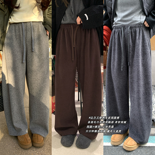 胖mm气质显瘦休闲裤 达尔文松紧腰垂感通勤阔腿裤 冬季 NAZ那子大码