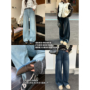 复古宽松加厚加绒胖mm气质女显瘦直筒阔腿牛仔裤 NAZ那子大码 冬季