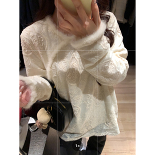 重工蕾丝刺绣内里加绒上衣39 福芦蕾丝绣加绒新中式