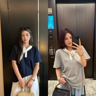 00PM 百搭显瘦撞色小巾领POLO衫 包邮 上新价 九折