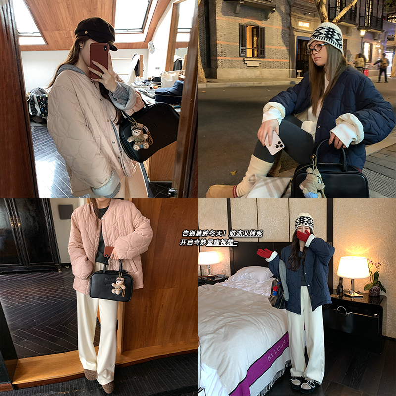 NAZ那子大码冬季新款时尚气质特种绗绣棉服胖mm洋气显瘦棉袄外套