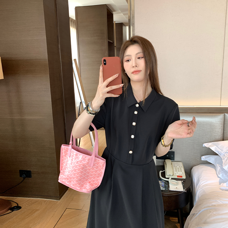 法式复古气质优雅收腰显瘦小黑裙