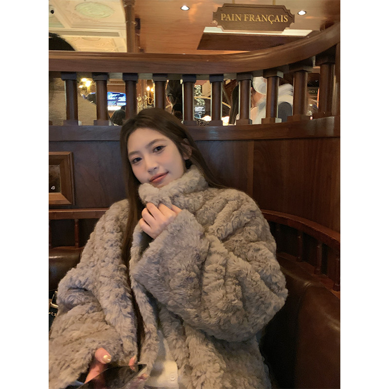 NAZ那子大码冬季时尚立领宽松皮毛一体环保皮草胖mm气质毛毛外套,女装/女士精品,短外套,淘宝优惠券,粉丝福利购,淘宝优惠卷