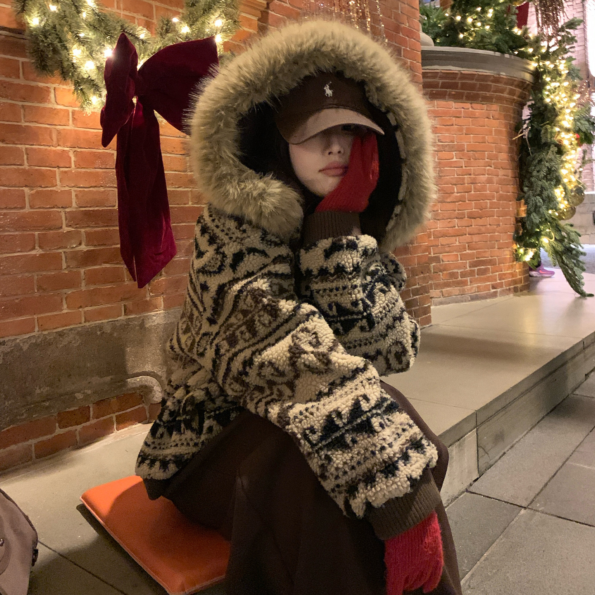 NAZ那子大码冬季环保貉子大毛领羊羔绒胖mm复古印花连帽保暖外套,女装/女士精品,短外套,淘宝优惠券,粉丝福利购,淘宝优惠卷